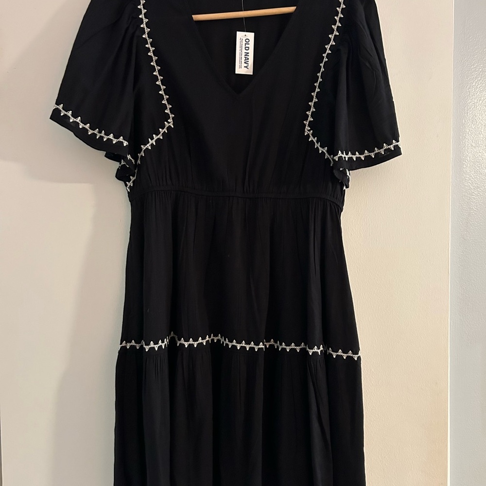 Old Navy Black Mini Dress with White Accents